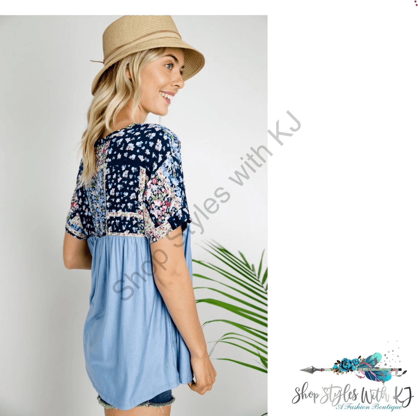 Blue Skies Floral Patchwork Baby Doll Size Small