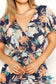 Double Take Botanical Print Surplice Neck Tie Waist Romper
