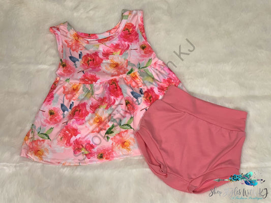 Brushed Rose Garden 2Pc Dress Set Kids