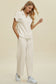 Collared Neck Short Sleeve Top and Pants Set - 2 Colors
