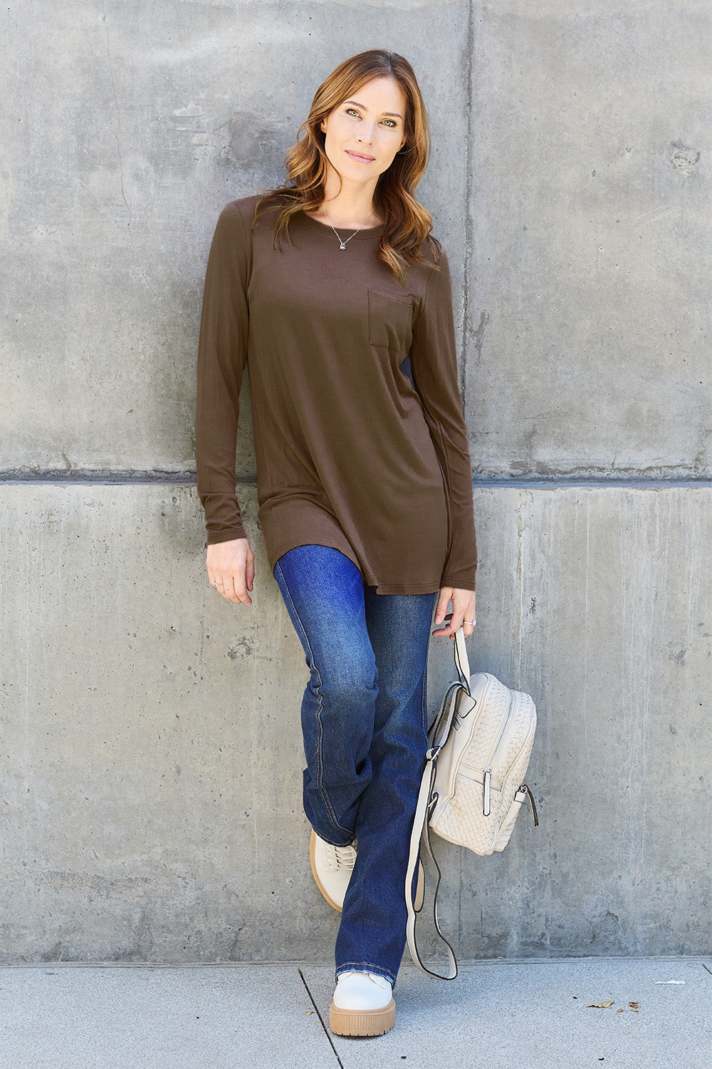 Round Neck Long Sleeve Top - 5 Colors