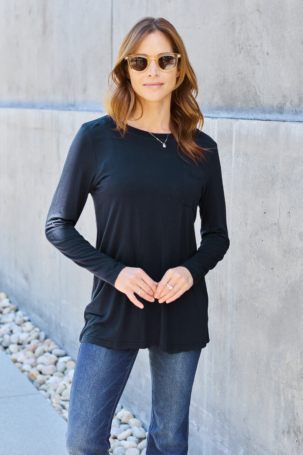 Round Neck Long Sleeve Top - 5 Colors