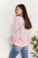 Double Take Contrast Detail Dropped Shoulder Knit Top