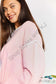 Double Take Contrast Detail Dropped Shoulder Knit Top