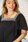 Double Take Contrast Square Neck Puff Sleeve Blouse Shirts & Tops