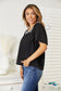 Double Take Contrast Square Neck Puff Sleeve Blouse Shirts & Tops