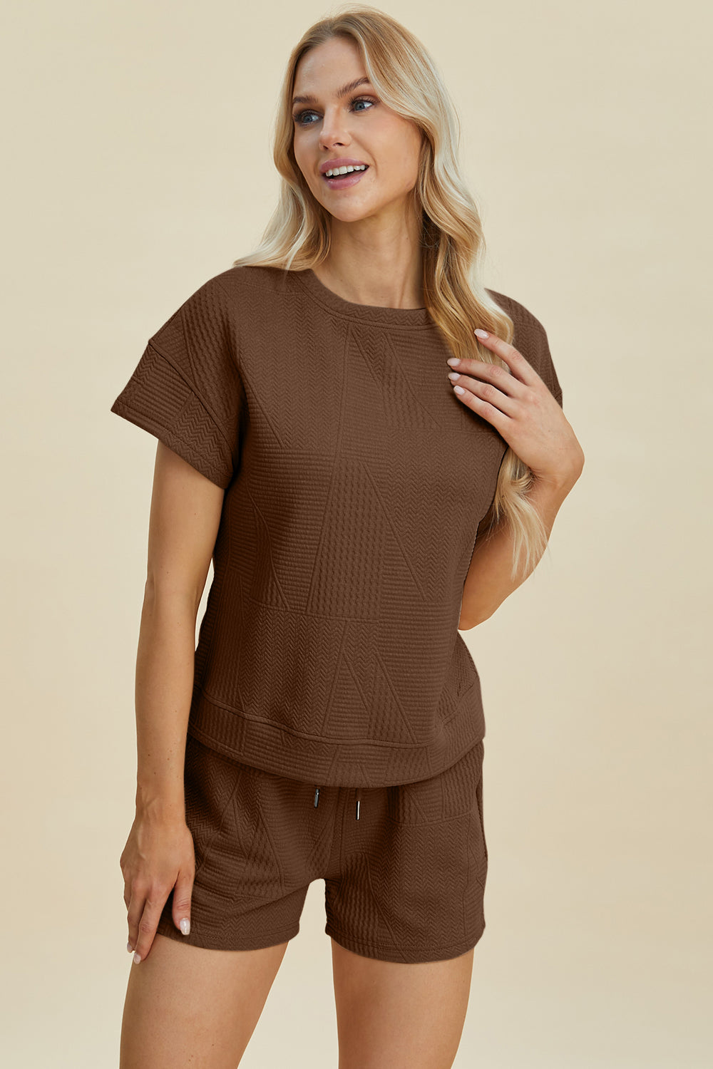 Texture Short Sleeve Top and Shorts Set - 5 Colors