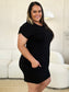 Round Neck Short Sleeve Dress with Pockets - 5 colors