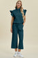 Texture Ruffle Short Sleeve Top and Wide Leg Pants Set - 5 Colors