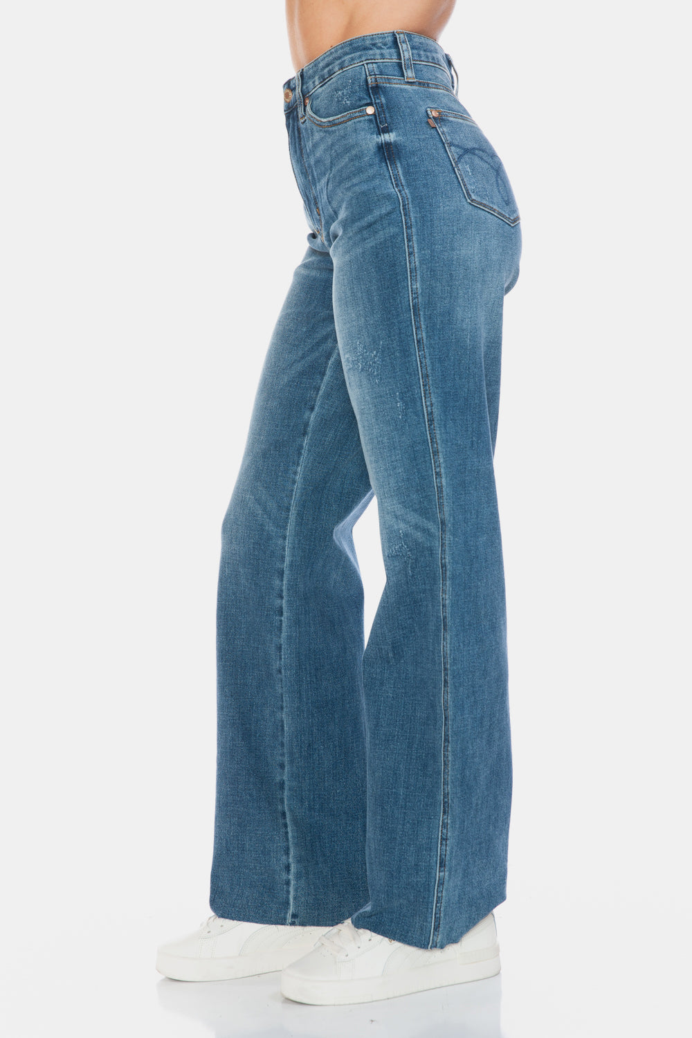 Judy Blue High Waist Tummy Control Cut Raw Hem Straight Jeans