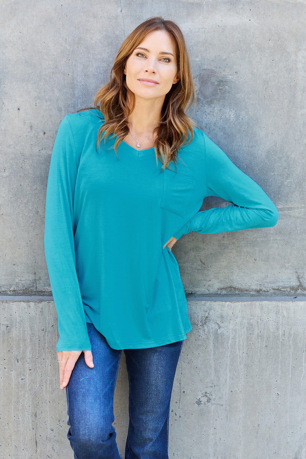 V-Neck Long Sleeve Top - 5 Colors