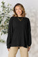 Ribbed Round Neck Slit Knit Top - 5 Colors