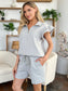Texture Flounce Sleeve Top and Drawstring Shorts Set - 13 Colors