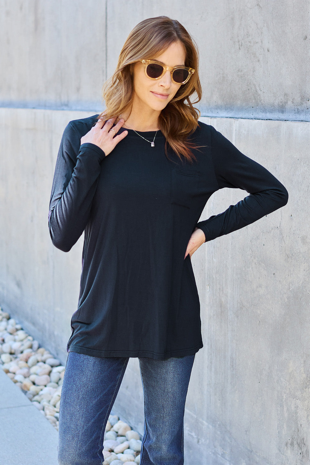Round Neck Long Sleeve Top - 5 Colors