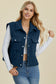 Pocketed Texture Snap Down Vest Coat - 2 Colors