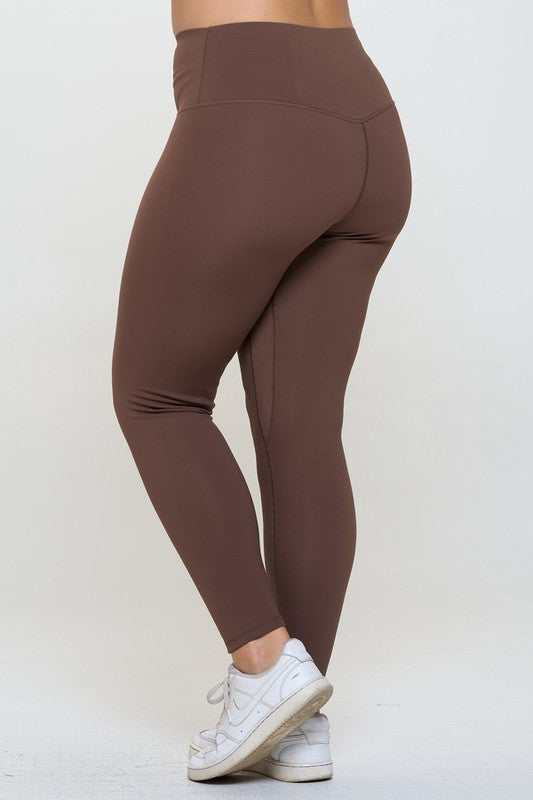 Fleece Lined High Waisted Leggings - Coffee Brown