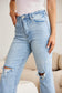 RFM  Tummy Control High Waist Raw Hem Distressed Jeans