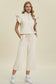 Texture Ruffle Short Sleeve Top and Wide Leg Pants Set - 5 Colors