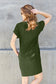Round Neck Short Sleeve Dress with Pockets - 5 colors