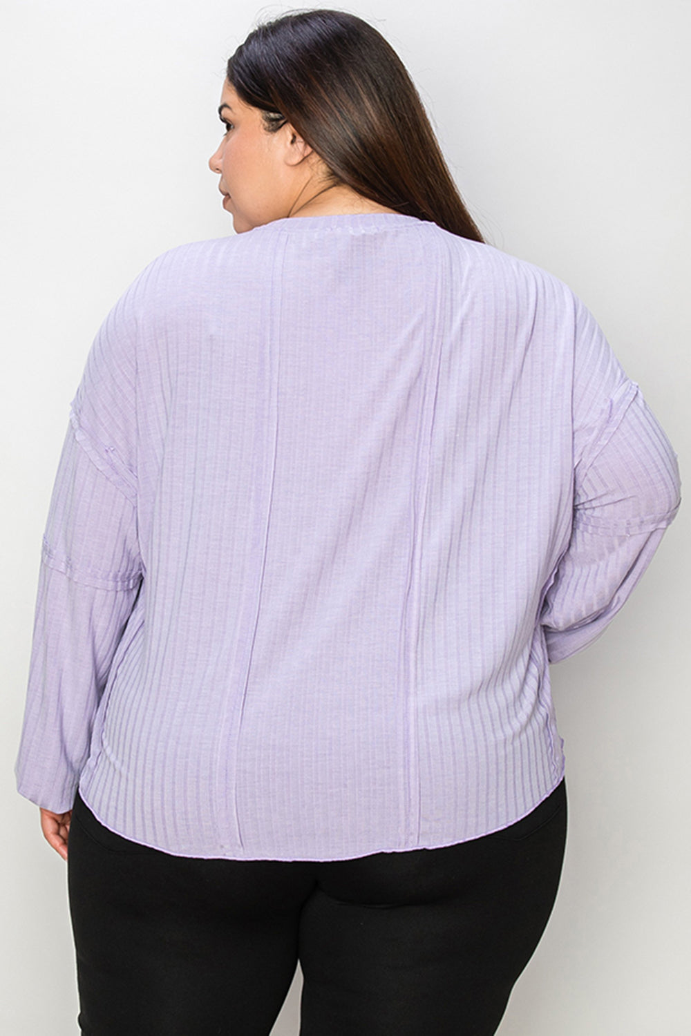 Ribbed Round Neck Long Sleeve T-Shirt - 8 Colors