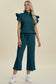 Texture Ruffle Short Sleeve Top and Wide Leg Pants Set - 5 Colors