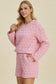 Texture Round Neck Long Sleeve Top and Shorts Set - 3 Colors