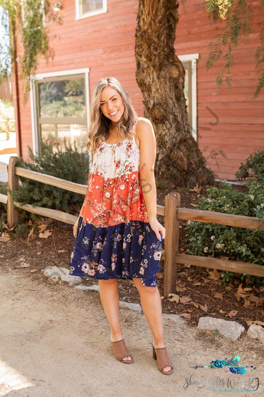Fields Of Flowers Colorblock Dress