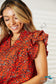 Double Take Floral Flutter Sleeve Notched Neck Blouse Shirts & Tops