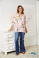 Double Take Floral Round Neck Three-Quarter Sleeve Top