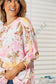 Double Take Floral Round Neck Three-Quarter Sleeve Top