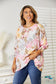 Double Take Floral Round Neck Three-Quarter Sleeve Top