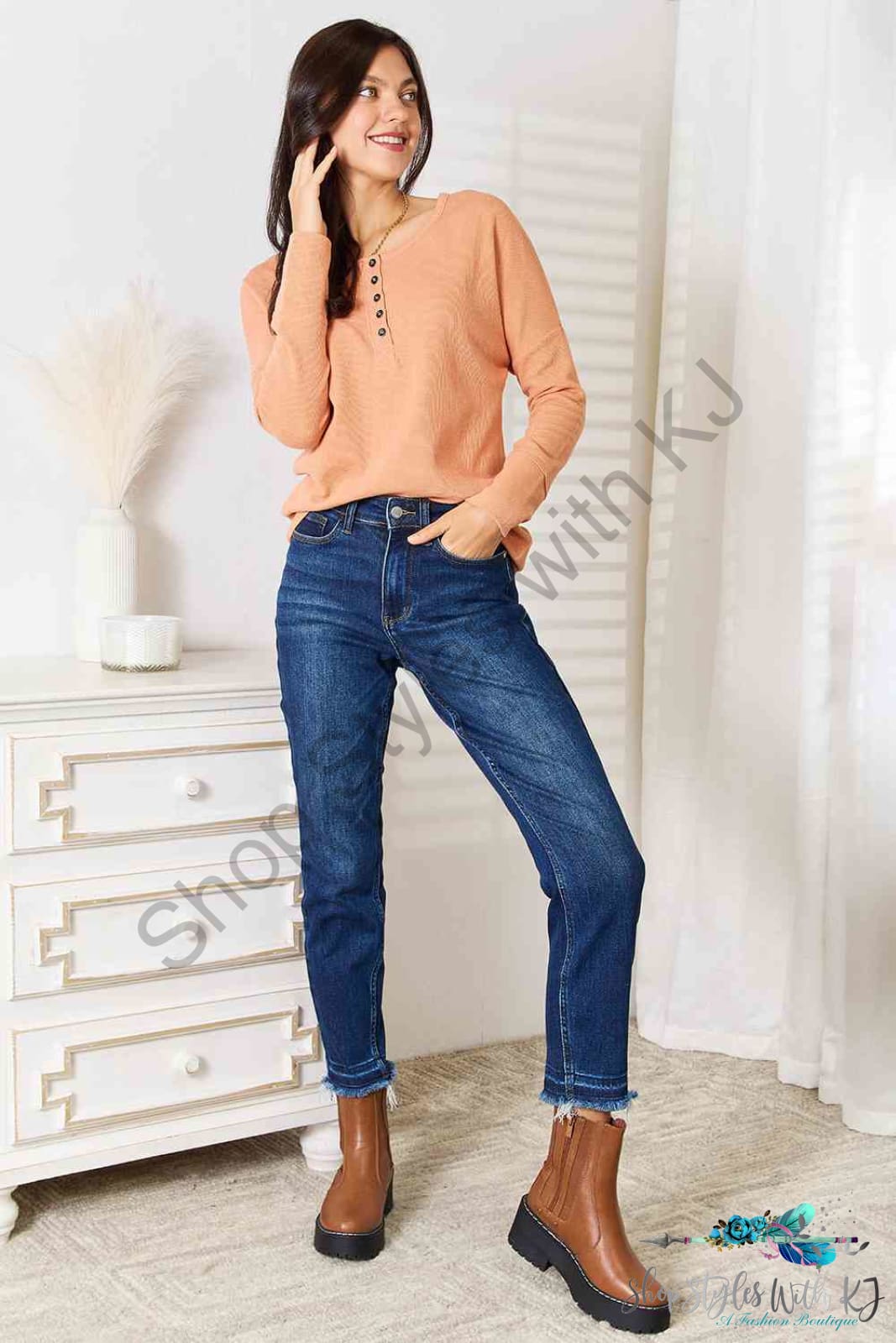 Half Button Long Sleeve Top Shirts & Tops