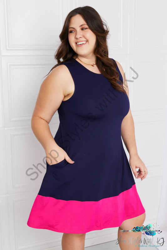 Isabella Two-Tone Sleeveless Mini Dress With Pockets Dresses
