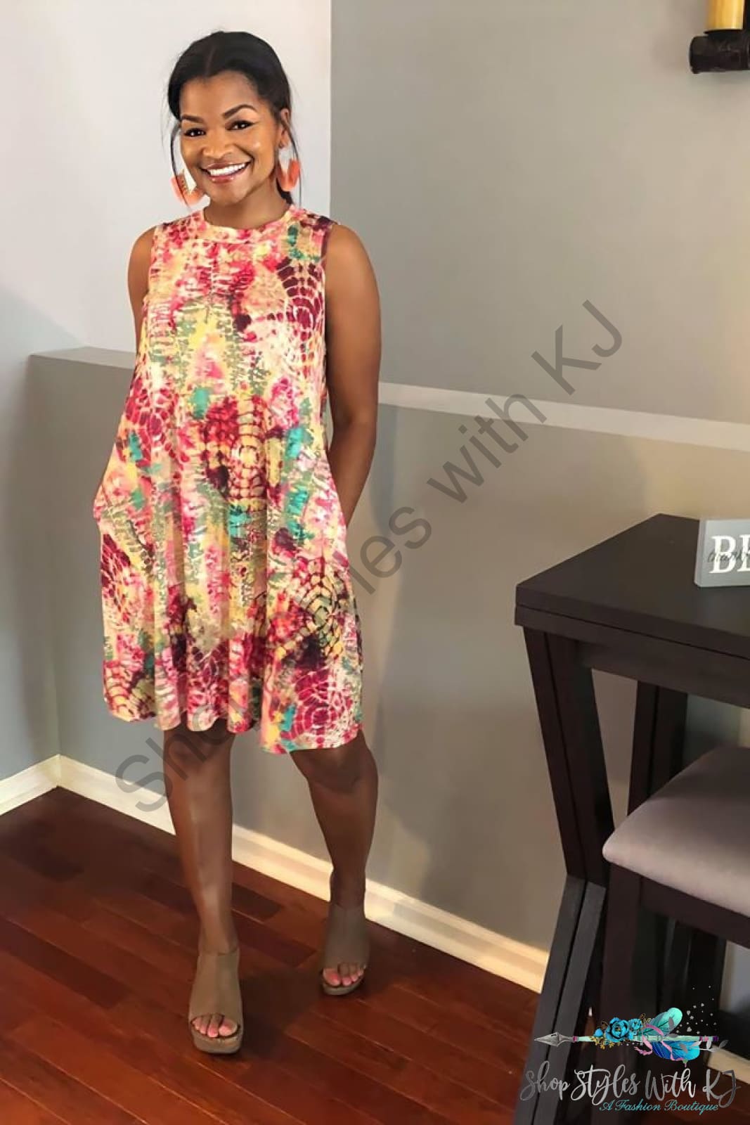 Joy In Tie Dye Sleeveless Swing Dress - Size Small