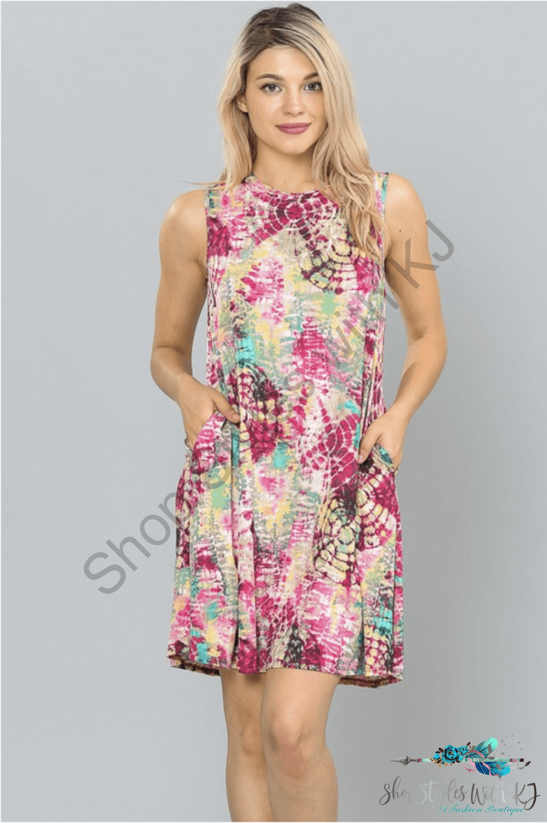 Joy In Tie Dye Sleeveless Swing Dress - Size Small