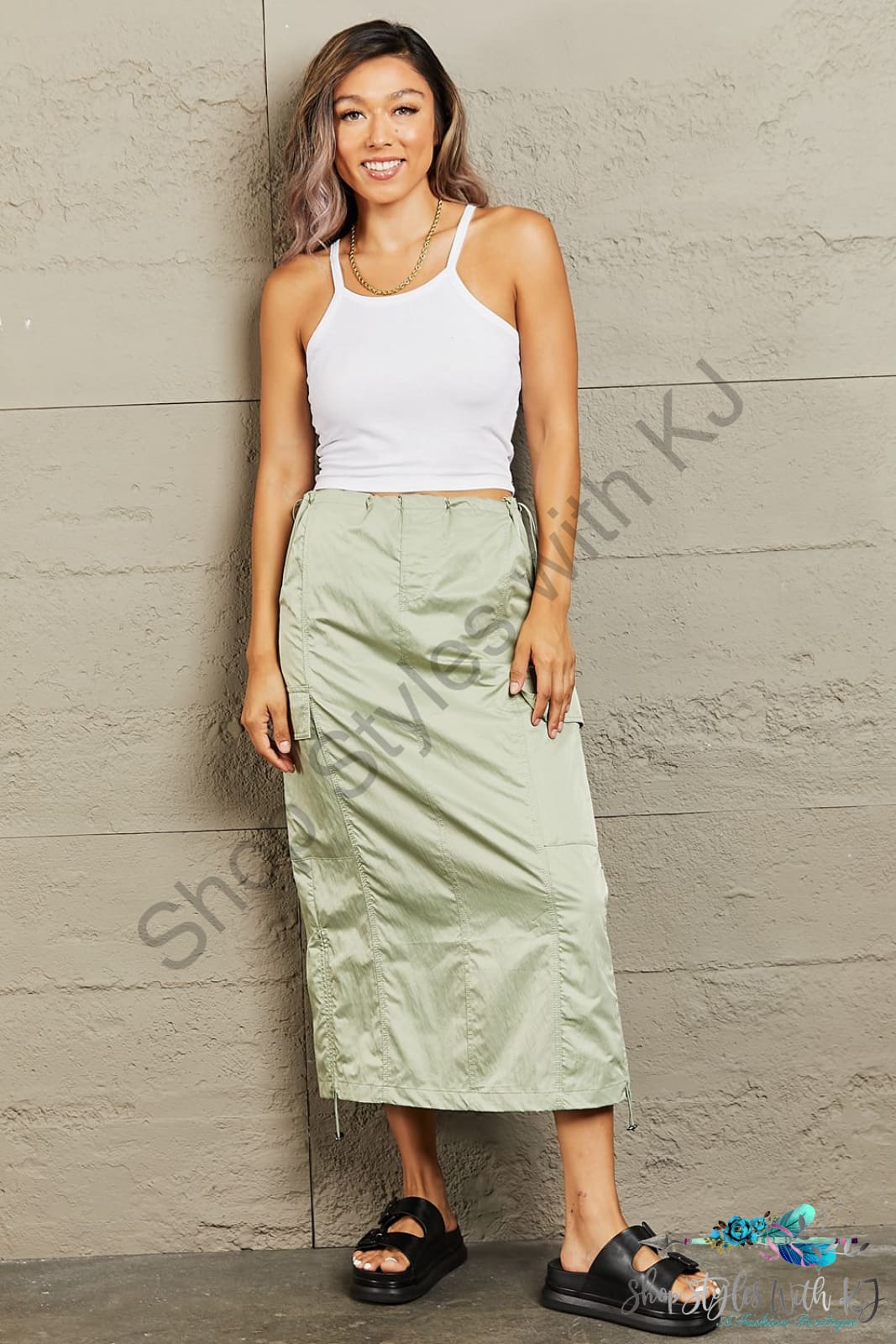 Hyfve Just In Time High Waisted Cargo Midi Skirt