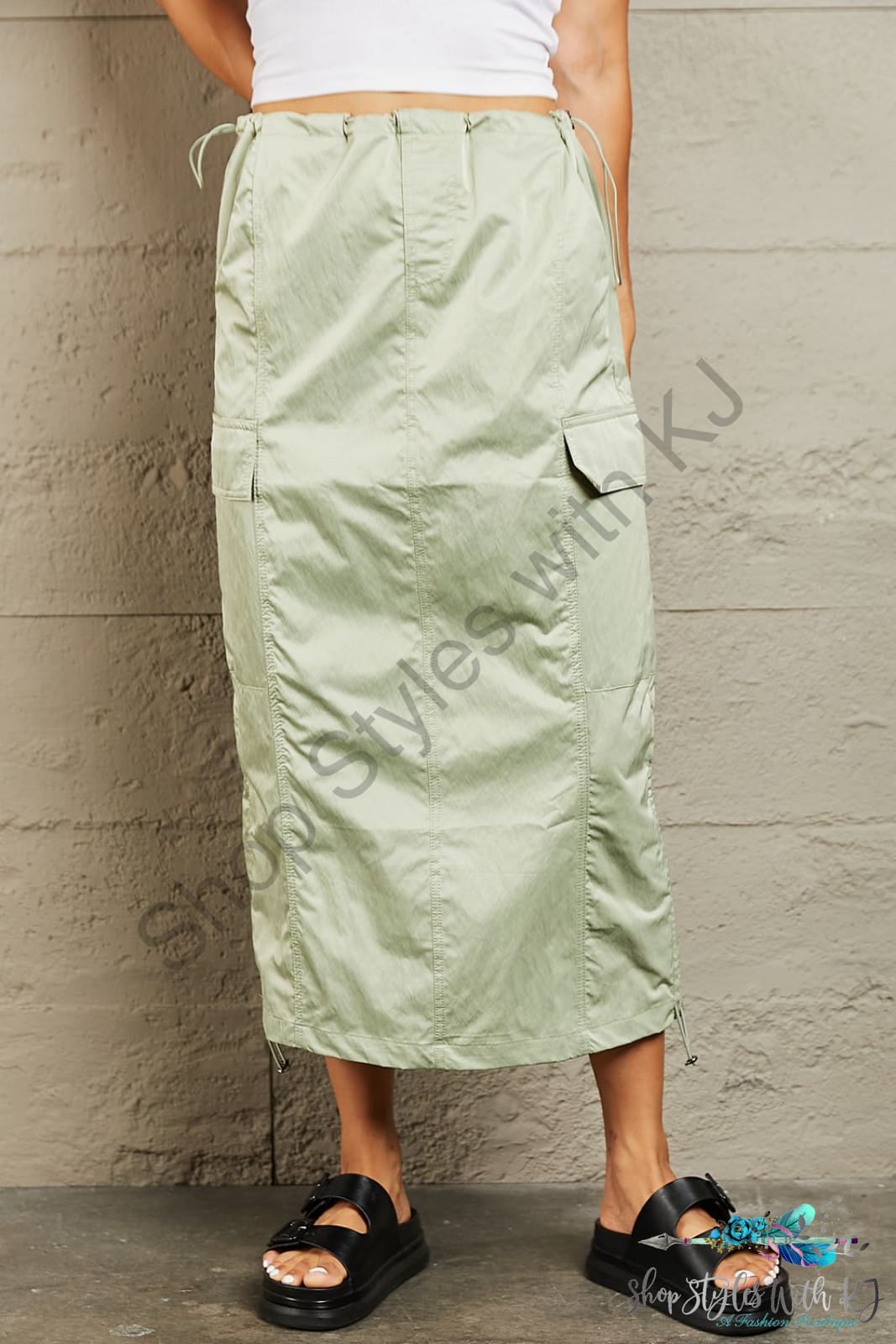 Hyfve Just In Time High Waisted Cargo Midi Skirt