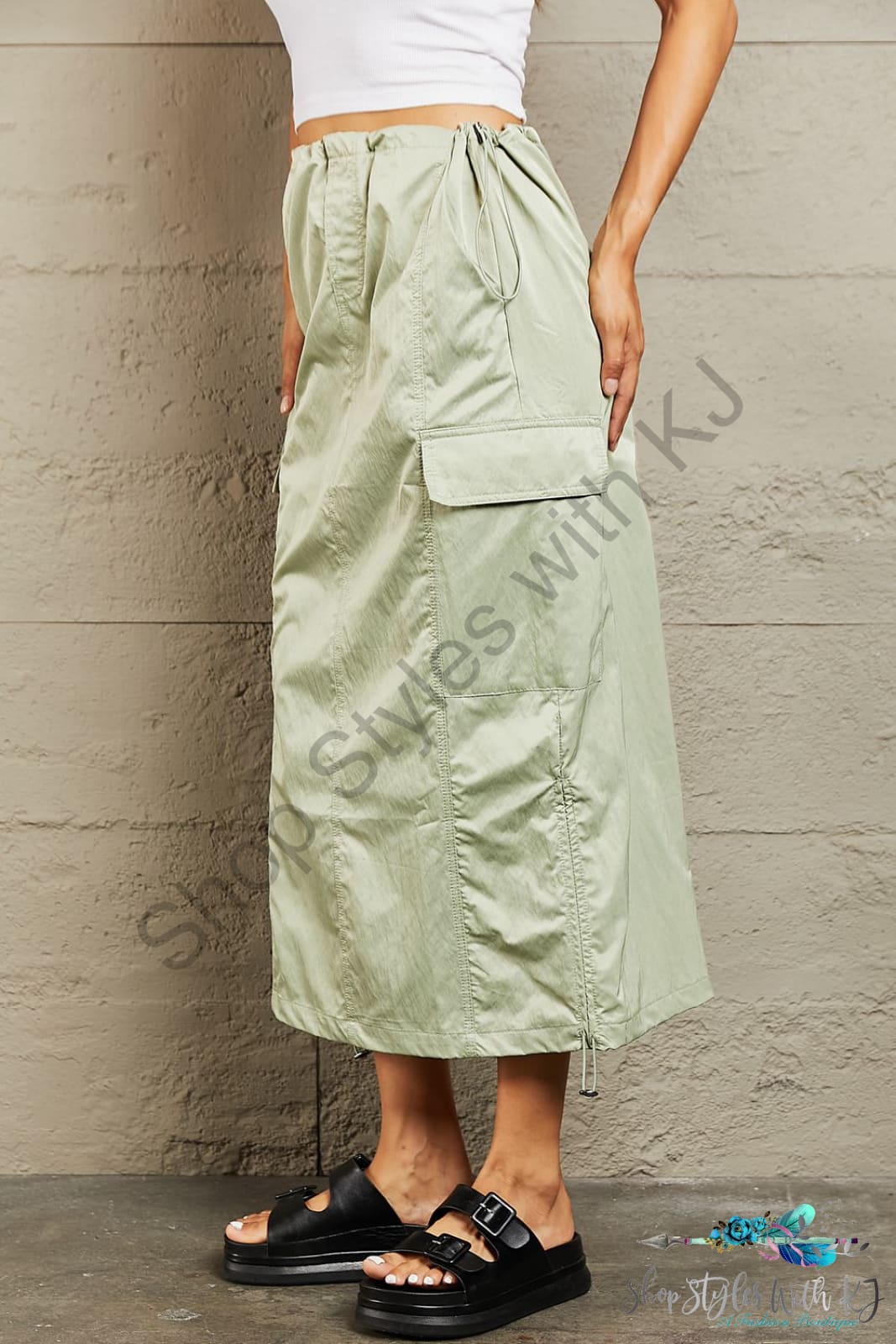 Hyfve Just In Time High Waisted Cargo Midi Skirt