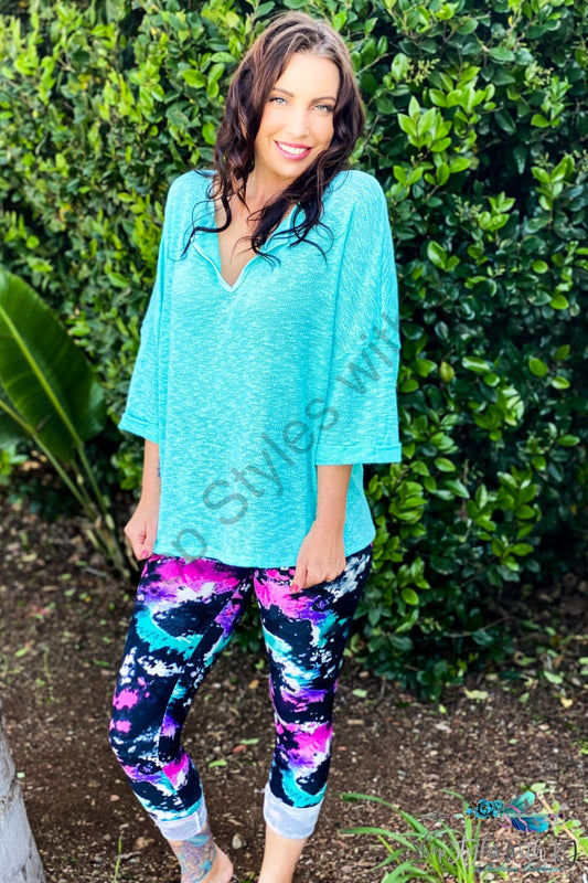 Mint Madness Open V-Neck Top - Size S