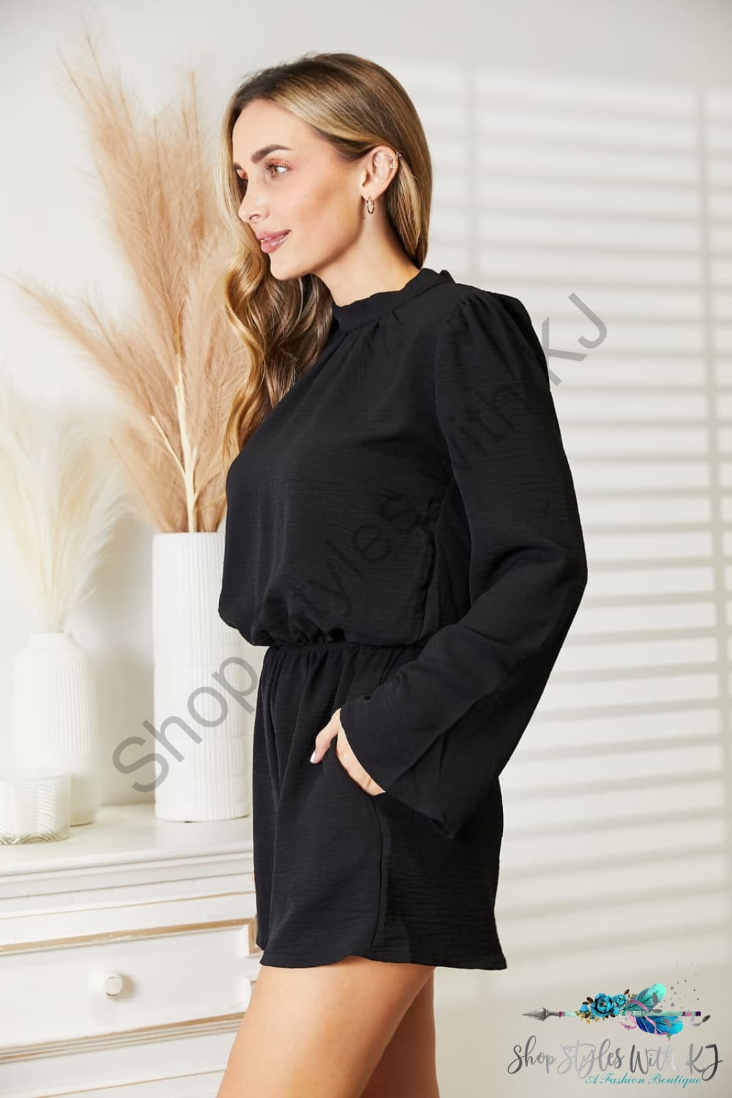 Culture Code Full Size Open Back Romper With Pockets