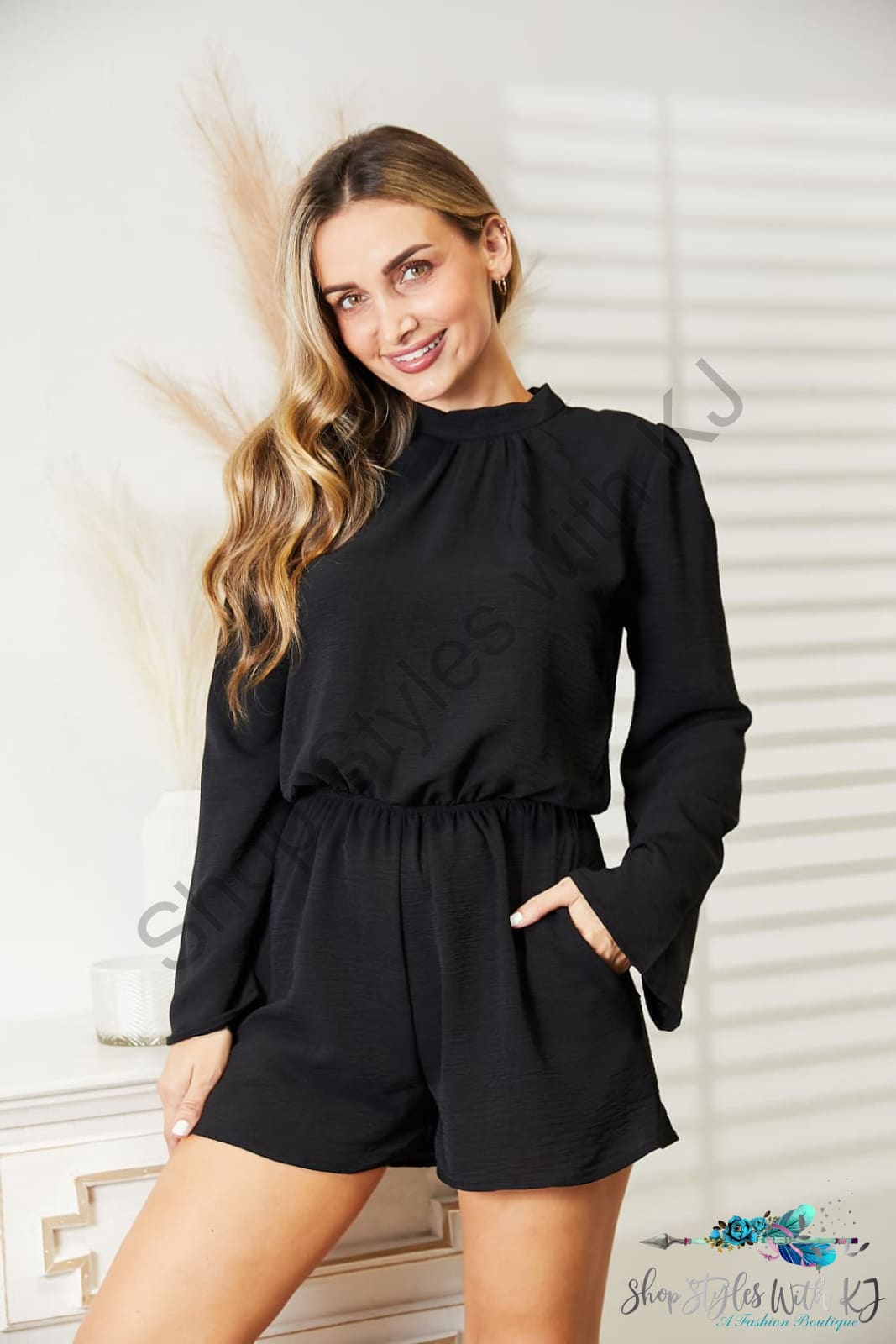 Culture Code Full Size Open Back Romper With Pockets