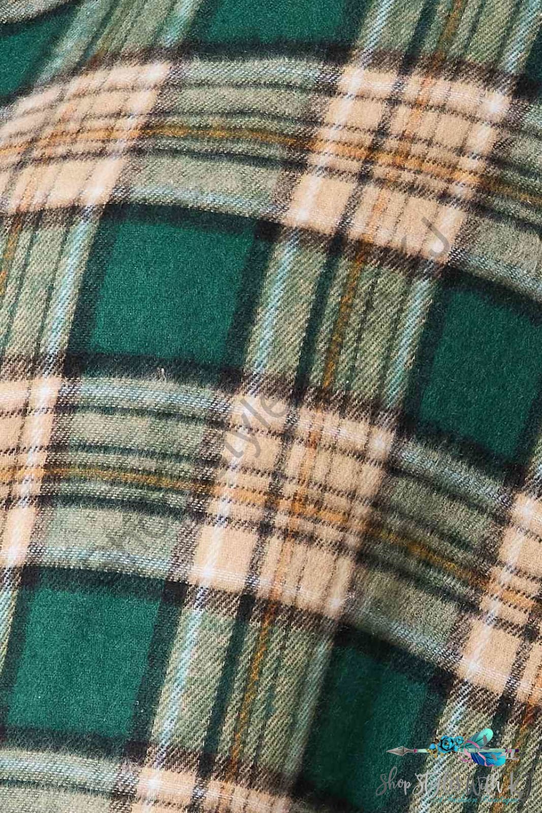 Plaid Collared Neck Long Sleeve Shirt Shirts & Tops