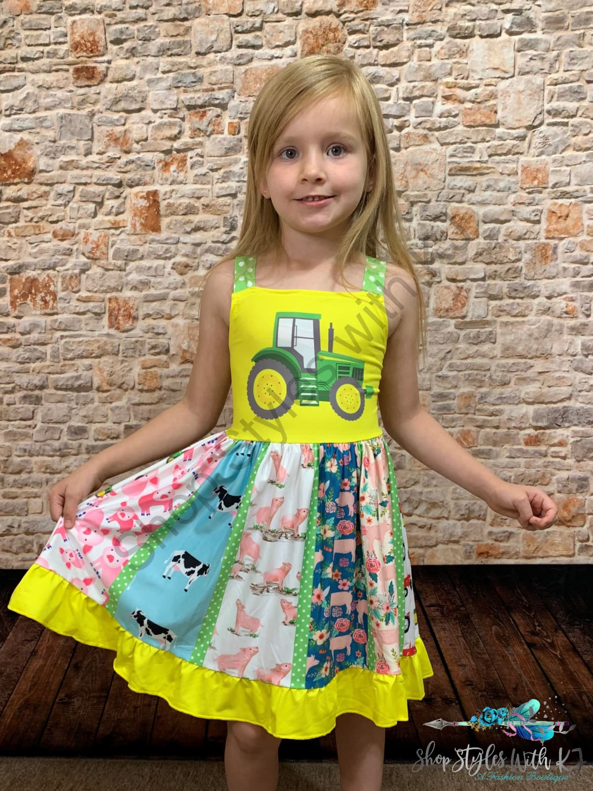 Farm Animal Tractor Dress Kids