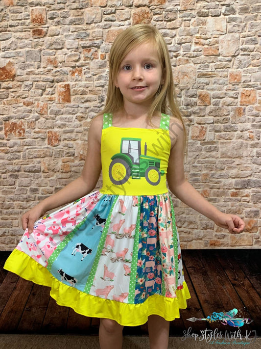 Farm Animal Tractor Dress Kids