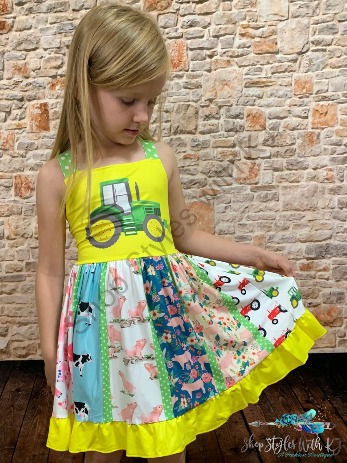 Farm Animal Tractor Dress Kids