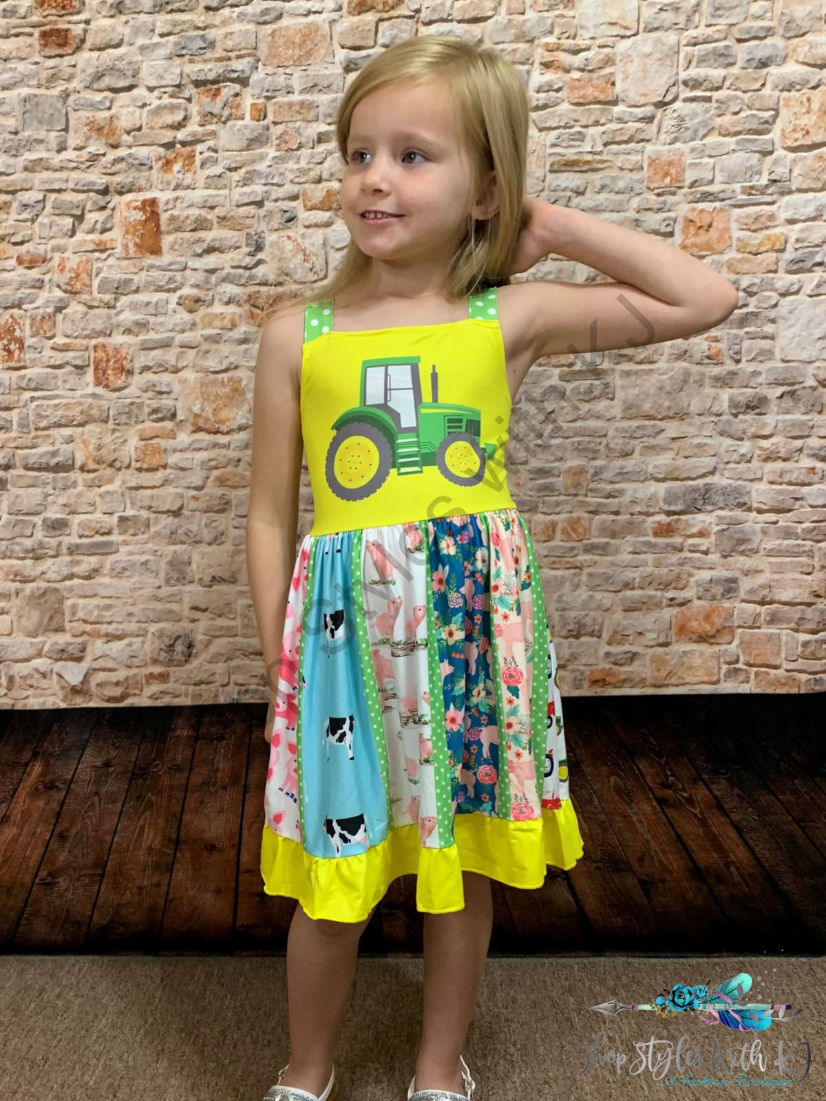 Farm Animal Tractor Dress Kids