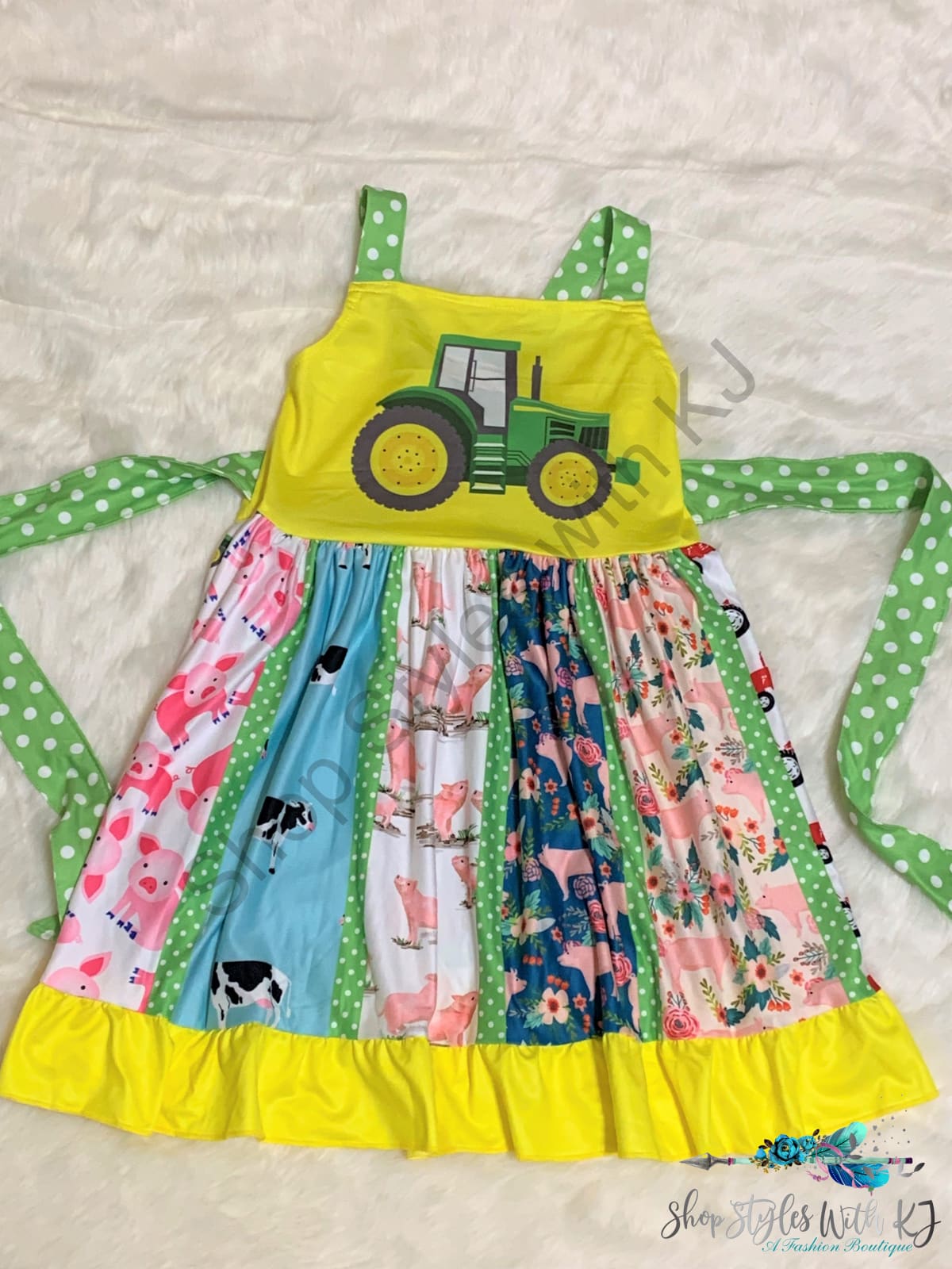 Farm Animal Tractor Dress Kids