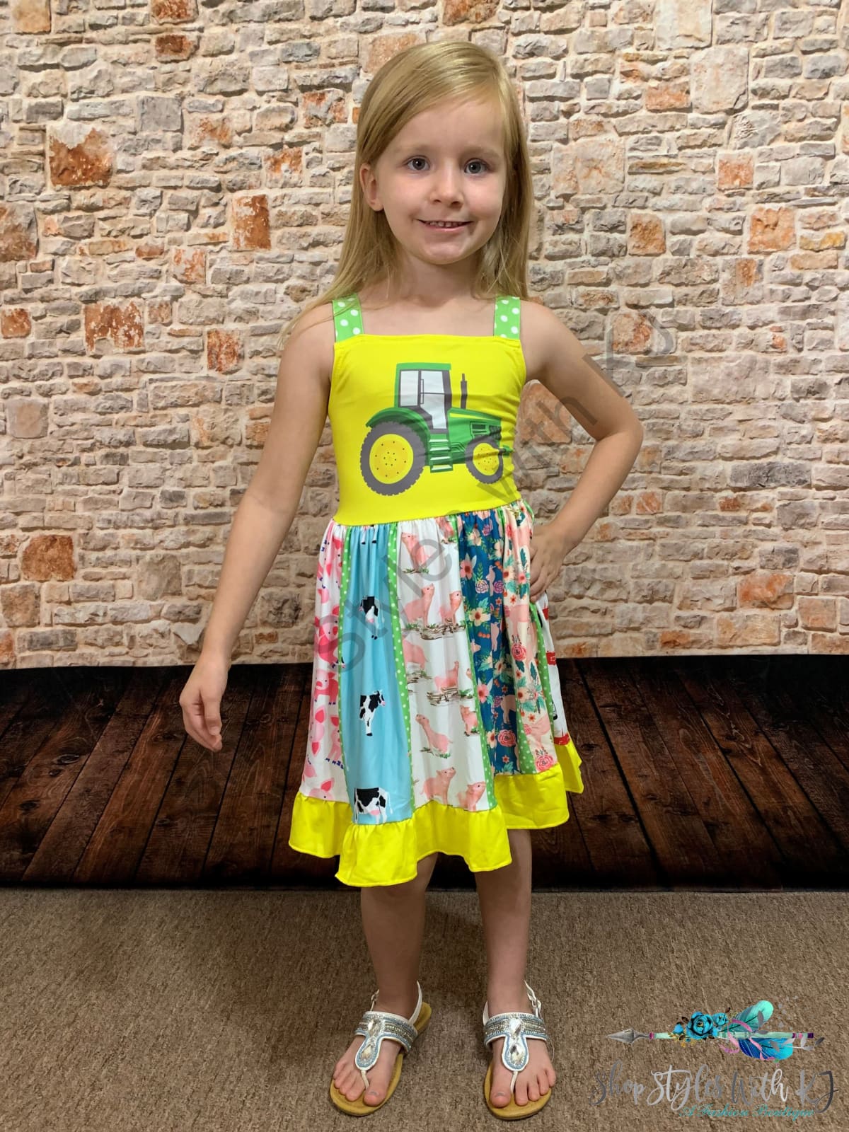 Farm Animal Tractor Dress Kids