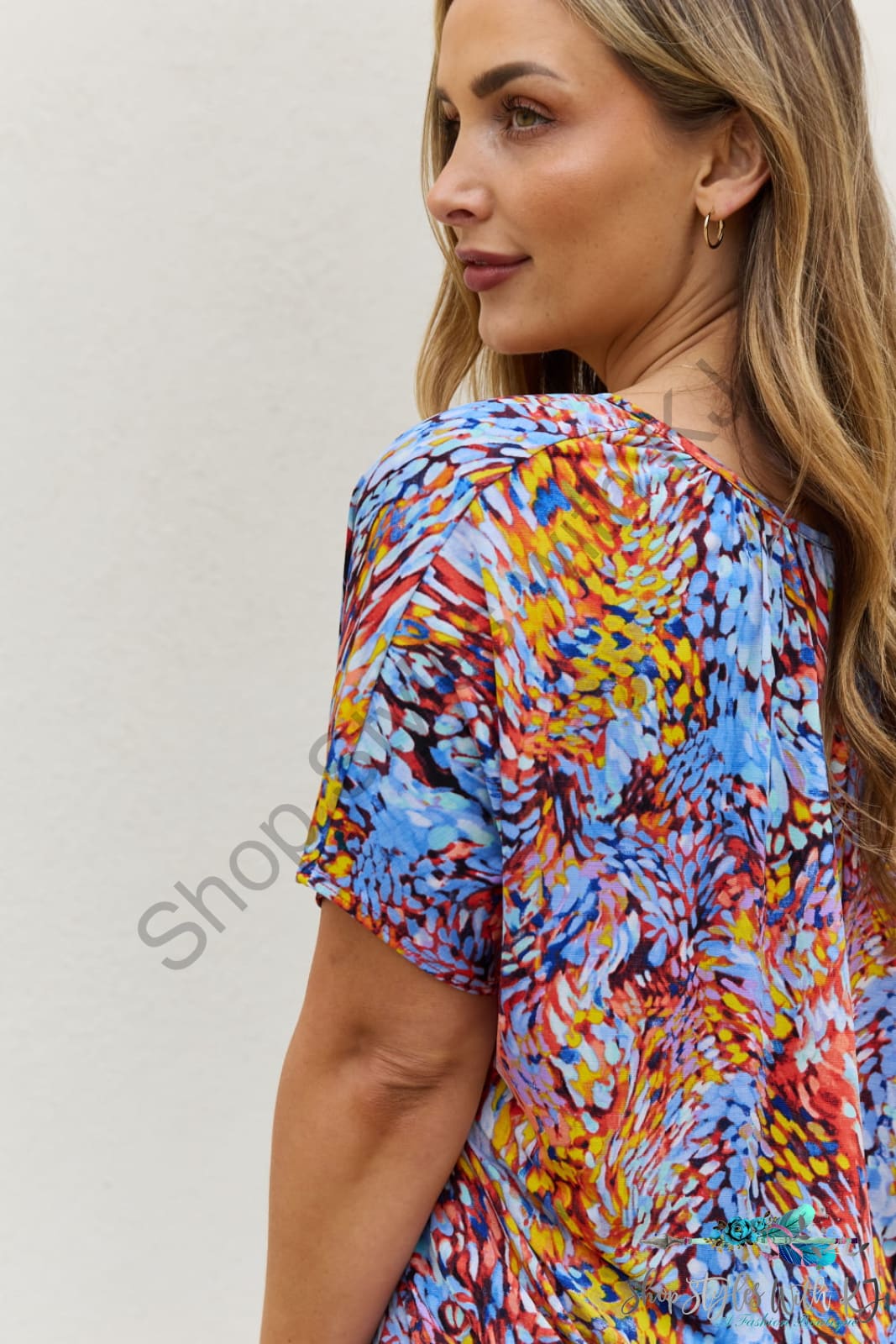 Printed Dolman Flowy Top Shirts & Tops