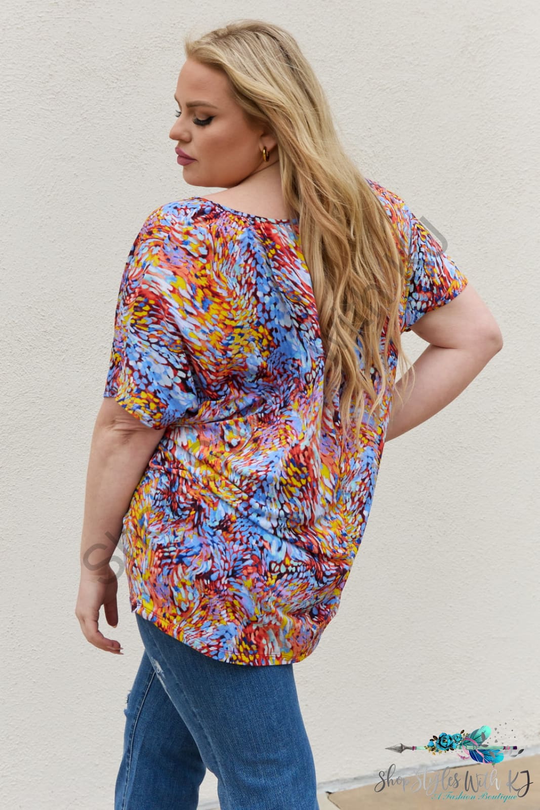 Printed Dolman Flowy Top Shirts & Tops